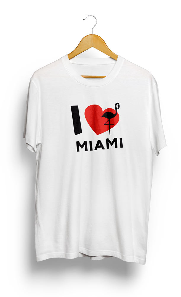 T-SHIRT • I Love MIAMI • LOGO PRINTED FRONT OR BACK SIDE